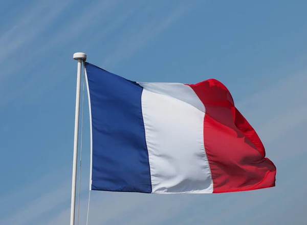 Bandera Nacional Francesa Francia Europa Sobre Cielo Azul — Foto de Stock