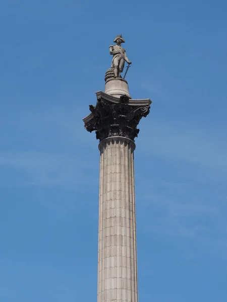 Kolumna Nelsona Pomnik Placu Trafalgar Square Londynie Wielka Brytania — Zdjęcie stockowe