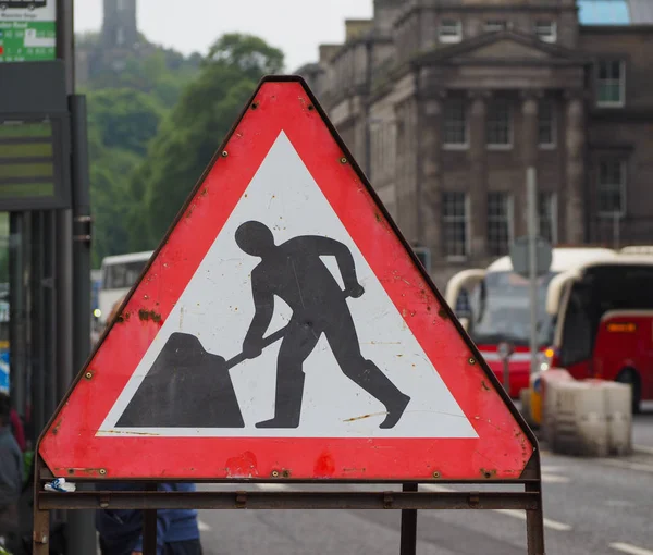 警告标志 道路工程正在进行中交通标志 — 图库照片