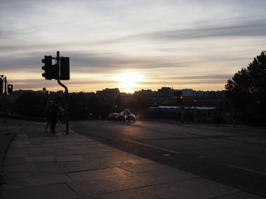 Edinburgh, İngiltere - Haziran 2018 yaklaşık: Kenti gün batımında