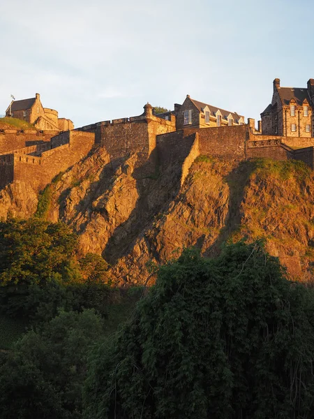 Edinburský Hrad Skále Hrad Západu Slunce — Stock fotografie