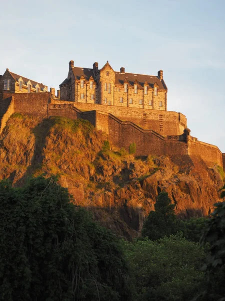 Edinburgh Castle Castle Rock Gün Batımında — Stok fotoğraf