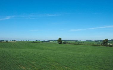 Bir trenin Edinburgh ve Glasgow arasında görülen kırsal panorama
