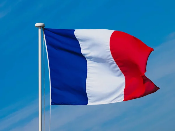 Franse Nationale Vlag Van Frankrijk Europa Blauwe Hemel — Stockfoto