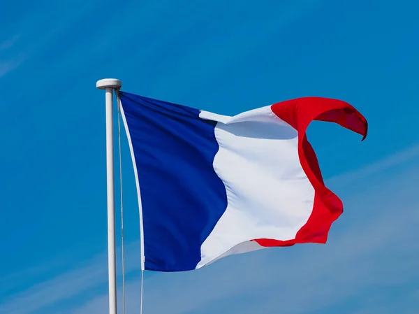 Franse Nationale Vlag Van Frankrijk Europa Blauwe Hemel — Stockfoto