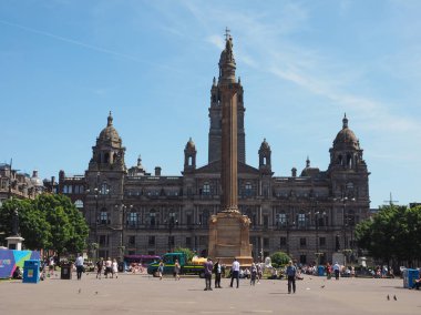 Glasgow, İngiltere - Haziran 2018 yaklaşık: George Square