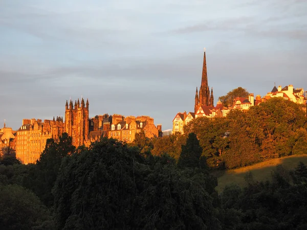 Castello Edimburgo Sulla Roccia Del Castello Tramonto — Foto Stock