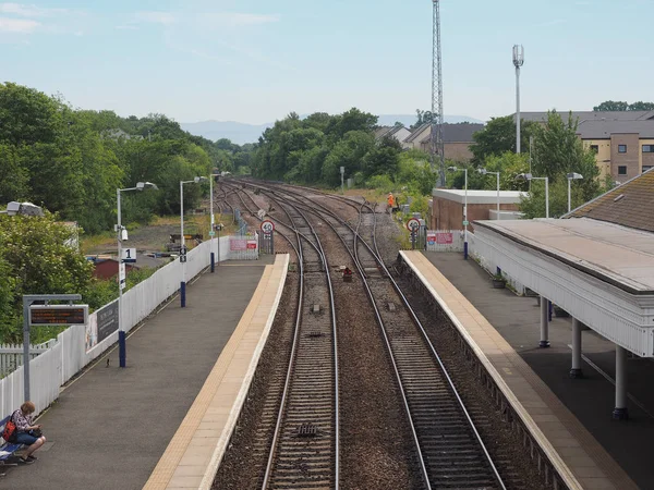 Edinburgh Circa June 2018 Dalmeny Railway Station Forth Bridge — Stock Photo, Image