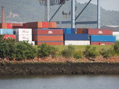 Belfast, İngiltere - Haziran 2018 yaklaşık: Belfast Harbour deniz hub