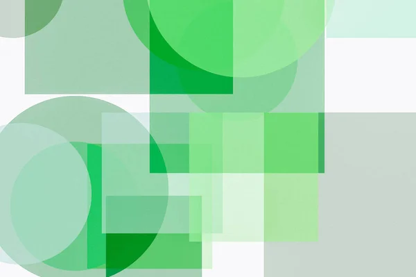 Texturerat Abstrakt Minimalistisk Grön Illustration Med Cirklar Rutor Användbart Som — Stockfoto