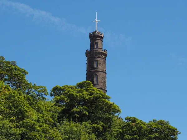 Nelson Pomník Calton Hill Edinburghu Velká Británie — Stock fotografie