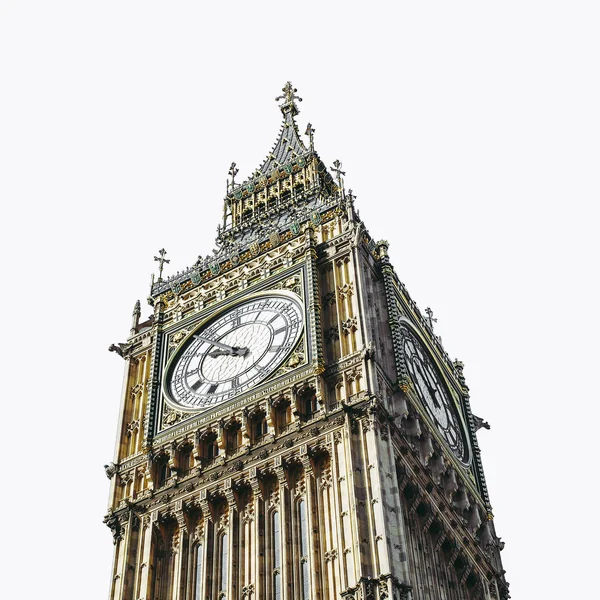 在议会大厦威斯敏斯特宫 白与副本空间上分离的大笨钟 — 图库照片