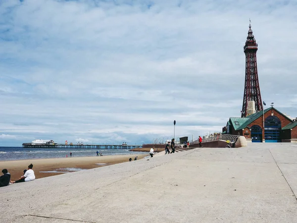 Блэкпул Великобритания Circa June 2016 Курорт Blackpool Beach Башня Blackpool — стоковое фото