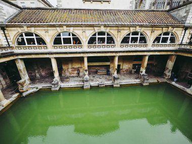 Bath, İngiltere - Eylül 2016 yaklaşık: Roman Baths antik spa