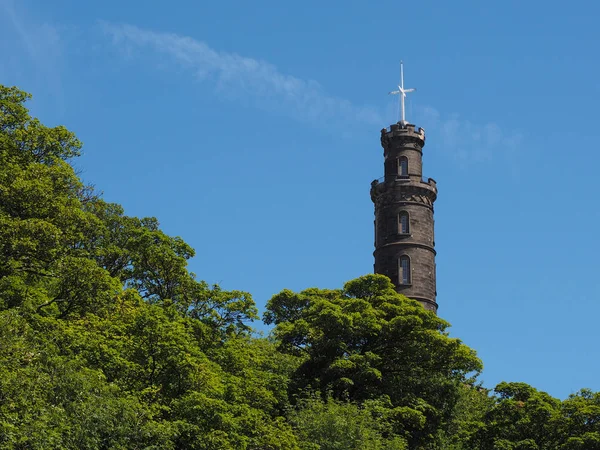 Μνημείο Νέλσον Calton Hill Στο Εδιμβούργο Ηνωμένο Βασίλειο — Φωτογραφία Αρχείου