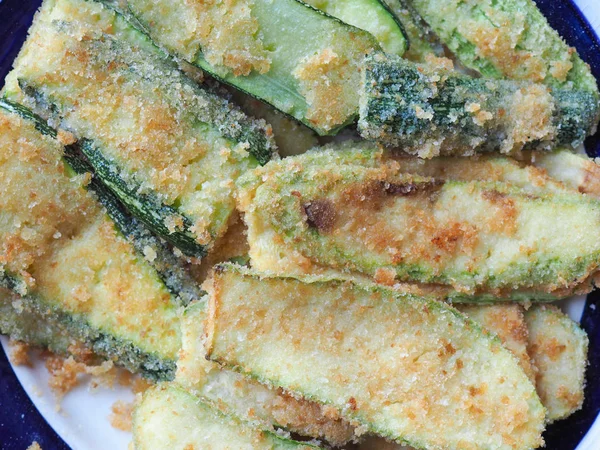 Zucchine Impanate Cucurbita Pepo Aka Zucchine Verdure Vegetariano Vegan Food — Foto Stock