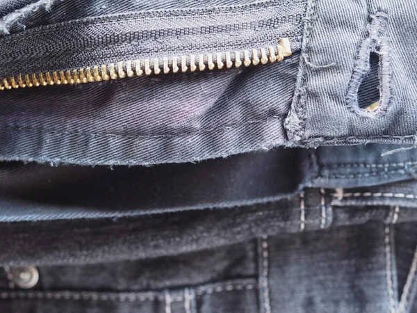 Originele Amerikaanse Blue Jeans Stof Zip — Stockfoto