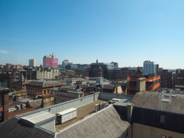Glasgow, İngiltere - Haziran 2018 yaklaşık: Şehrin havadan görünümü