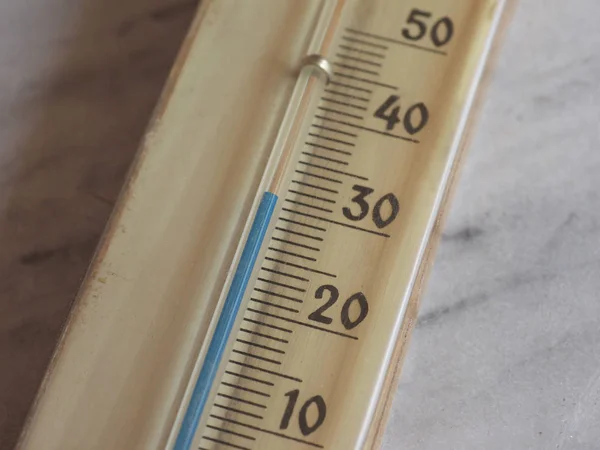 Termometer Termostat Instrument För Att Mäta Lufttemperatur Visar Varmt Väder — Stockfoto