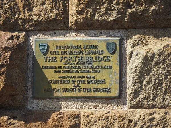 Edinburgh Juni 2018 Tafel Forth Bridge Freitragende Bahnbrücke Über Das — Stockfoto