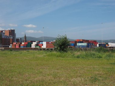 Belfast, İngiltere - Haziran 2018 yaklaşık: Belfast Harbour deniz hub