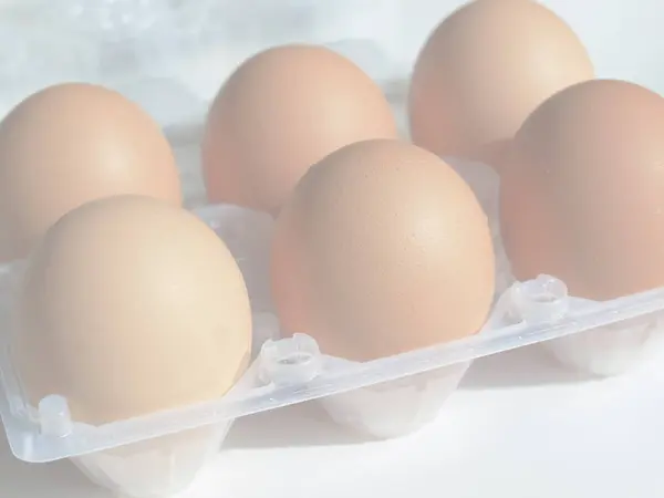 详细的鸡蛋在纸箱盒 细腻柔和褪色色调有用的背景 — 图库照片