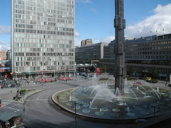 Stockholm Suécia Circa Agosto 2005 Sergels Torg Square Fountain — Fotografia de Stock