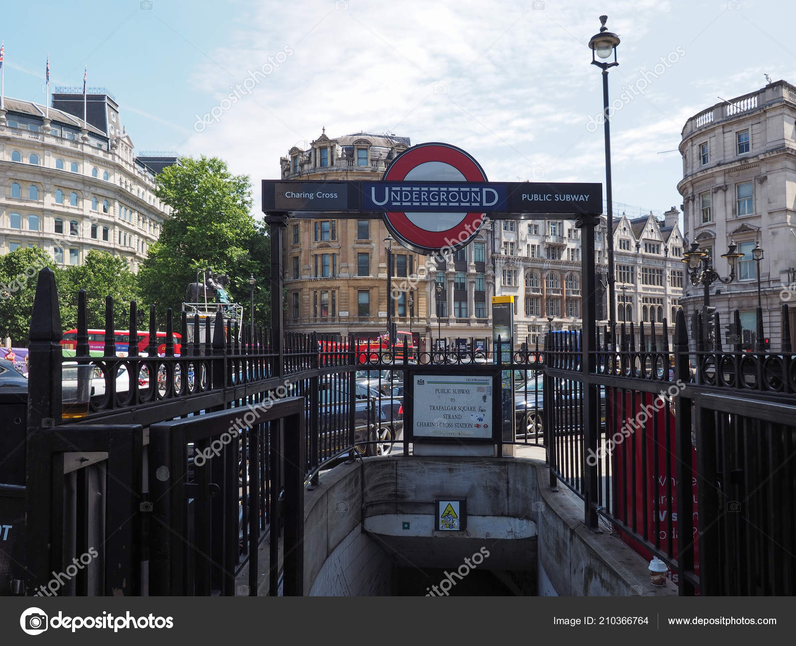 London Circa June 2018 Charing Cross Tube Station Trafalgar