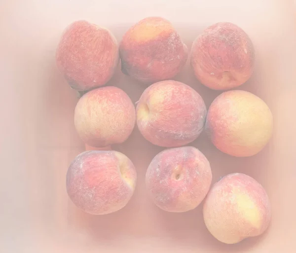 Orangenpfirsich Prunus Persica Obst Vegetarische Nahrung Zarte Weiche Verblasste Ton — Stockfoto