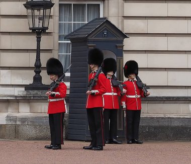 LONDON, UK - CIRCA JUNE 2017: Changing of the Guard at Buckingham Palace royal palace clipart