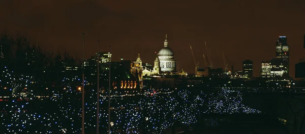 Vista Notturna Della Cattedrale Saint Paul Nella Città Londra Regno — Foto Stock