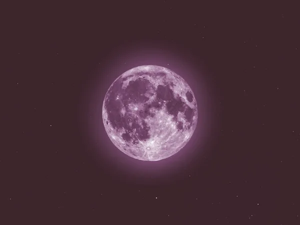 Pink Moon Seen Astronomical Telescope Starry Sky — Stock Photo, Image