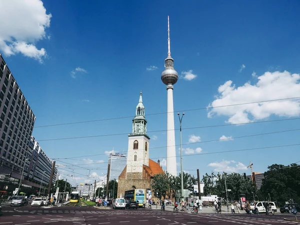 Berlín Alemania Circa Junio 2016 Plaza Alexanderplatz Con Fernsehturm — Foto de Stock