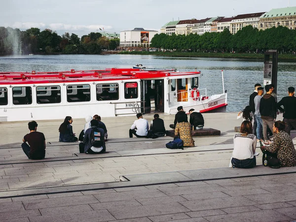 Hamburg Germania Circa Maggio 2017 Banca Binnenalster — Foto Stock