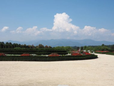 Venaria, İtalya - yaklaşık Ağustos 2018: Bahçeleri Reggia di Venaria Sarayı