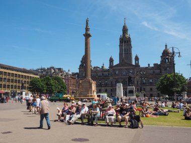 Glasgow, İngiltere - Haziran 2018 yaklaşık: İnsanlar şehir merkezi