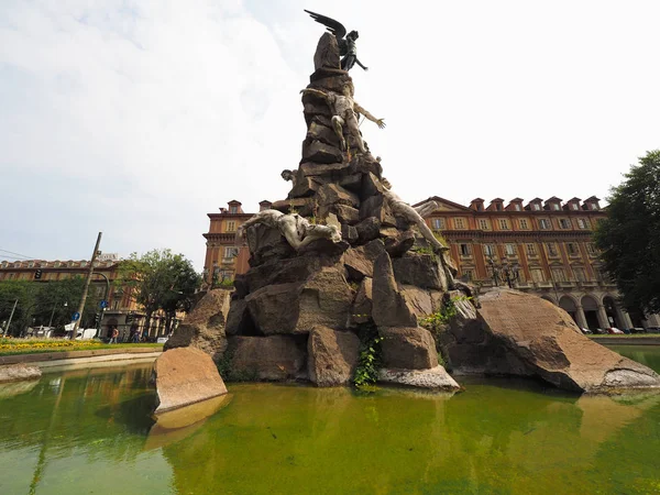 Torino Olaszország Július 2018 Körül Frejus Alagút Emlékmű Piazza Statuto — Stock Fotó
