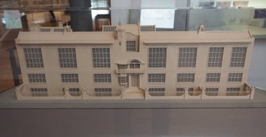 Glasgow, İngiltere - Haziran 2018 yaklaşık: İskoç mimar Charles Rennie Mackintosh tarafından tasarlanmış sanat Glasgow okul maketi
