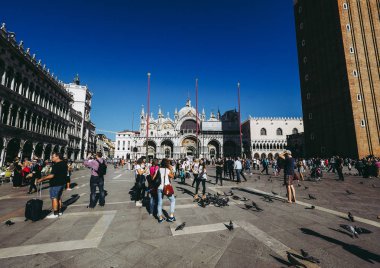 Venice, İtalya - Eylül 2016 yaklaşık: Piazza San Marco (San Marco Meydanı anlamına gelir)
