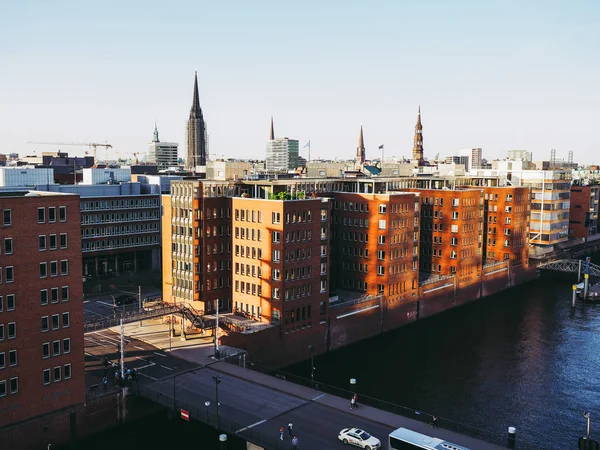 Hamburg Niemcy Circa Maja 2017 Widok Panoramę Miasta Hafencity — Zdjęcie stockowe