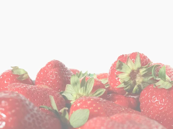 Detalle Fresas Aisladas Sobre Blanco Con Espacio Copia Delicado Tono — Foto de Stock