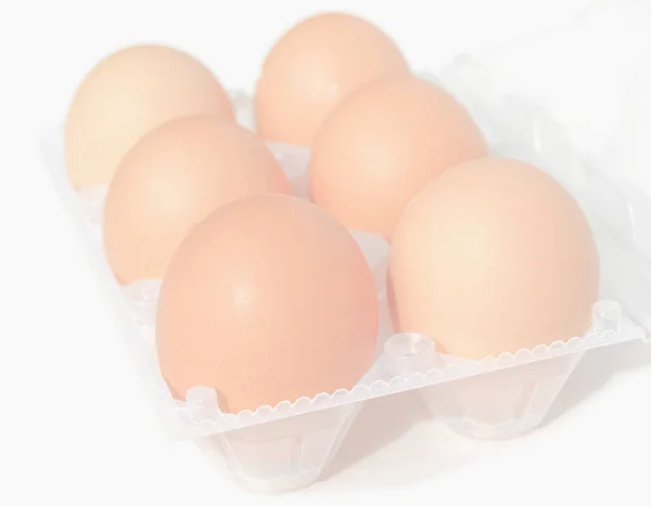 Detail Van Eieren Een Kartonnen Doos Delicaat Zacht Verschoten Toon — Stockfoto