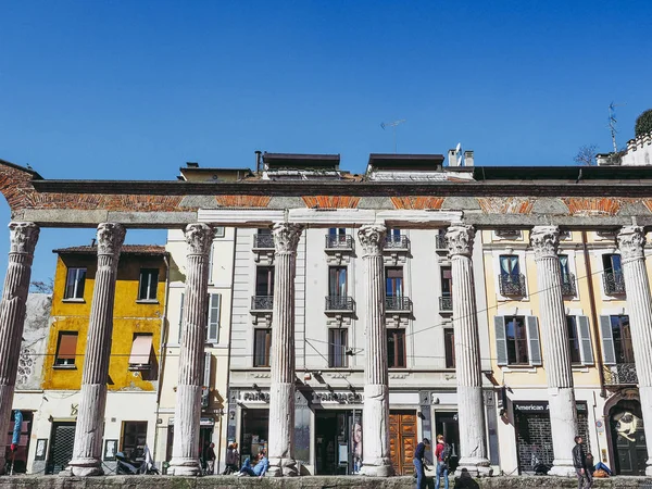 Милан Италия Марта 2015 Colonne San Lorenzo Означает Колонны Святого — стоковое фото