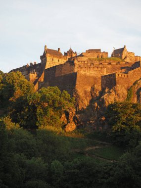 Edinburgh castle Castle Rock'da gün batımında