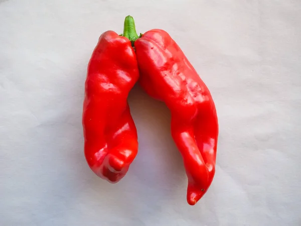 Двойной Красный Перец Capsicum Болгарский Перец Овощи Вегетарианской Веганской Пищи — стоковое фото