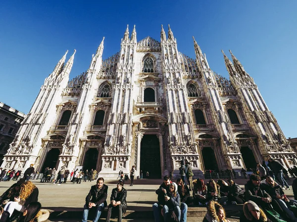 Milan Talya Ocak 2017 Yaklaşık Piazza Duomo Katedral Meydanı Anlamına — Stok fotoğraf