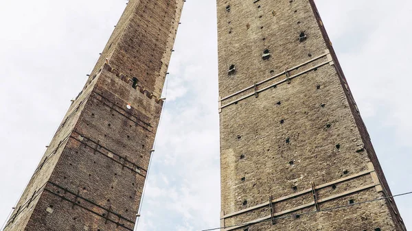 Torre Garisenda Und Torre Degli Asinelli Schiefe Türme Due Torri — Stockfoto