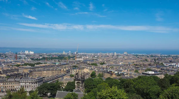 Aerial view of the city seen from Calton Hill in Edinburgh, UK