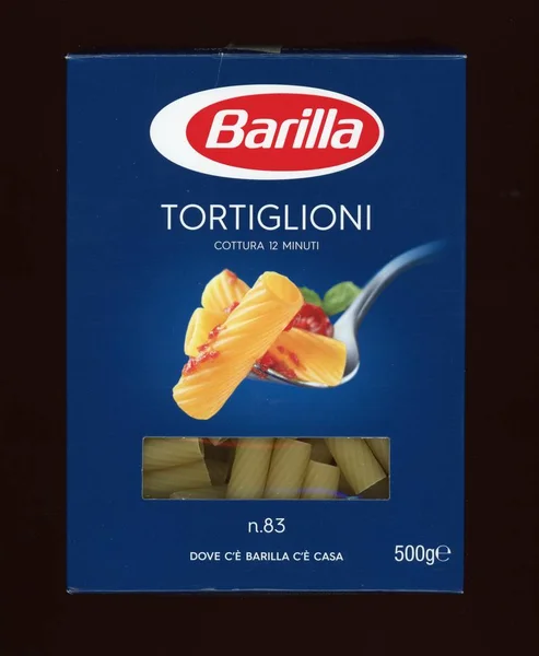 Parma Itálie Cca Září 2018 Barilla Tortiglioni Italské Těstoviny — Stock fotografie