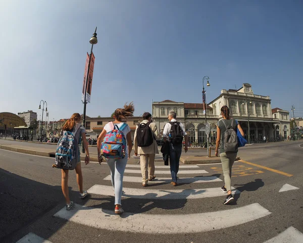 Torino Talya Eylül 2018 Yaklaşık Balıkgözü Lens Aracılığıyla Görülen Torino — Stok fotoğraf